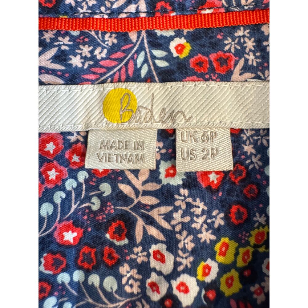 Boden women's shirt blue mini floral long sleeve button up 100% cotton Sz 6P - Picture 5 of 7